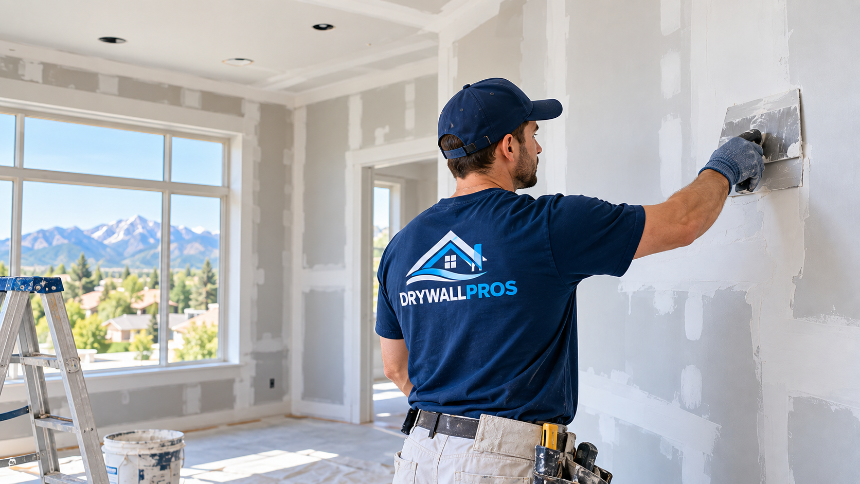 Professional drywall finishing work in a residential room